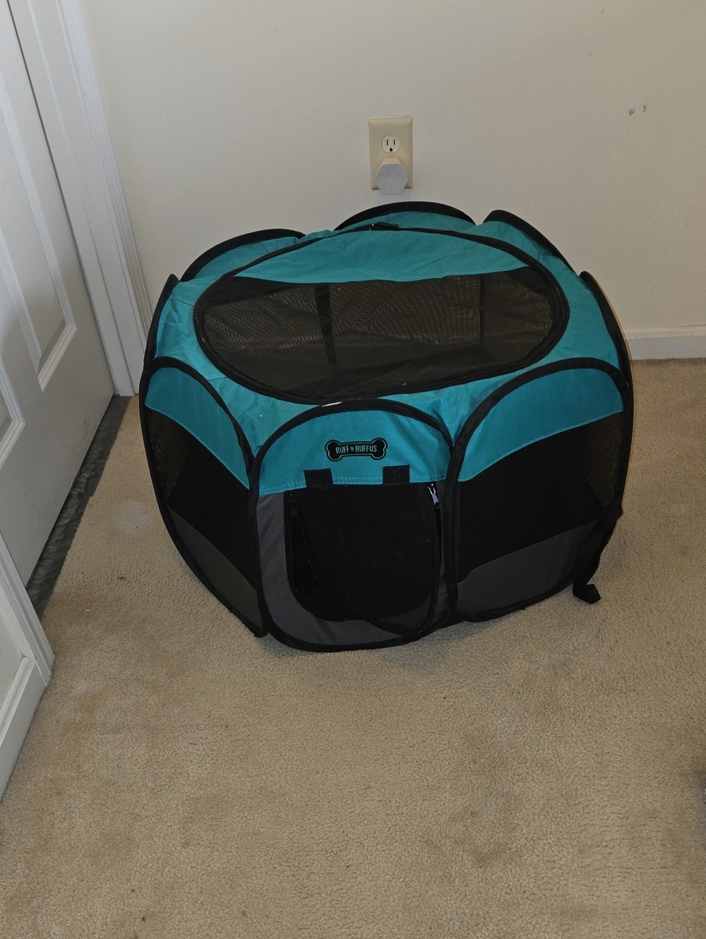 Portable Teal & Black Foldable Pet Playpen - Home Storage & Organization